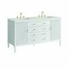 James Martin Vanities 60'' Double Vanity, Bright White w/ 3 CM Lime Delight Quartz Top 485-V60D-BW-3LDL